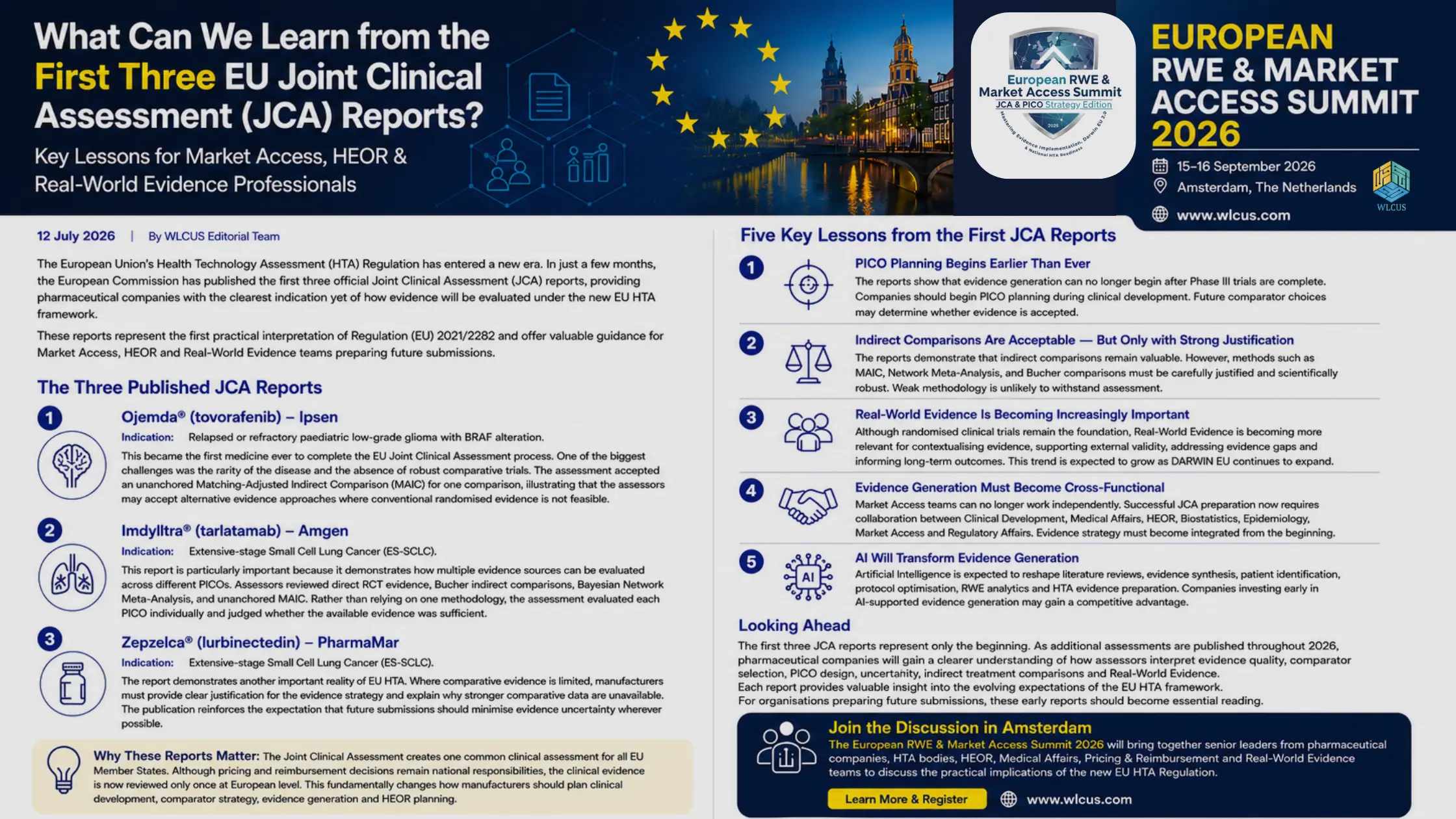 first three EU Joint Clinical Assessment (JCA) reports, highlighting key lessons for Market Access, HEOR and Real-World Evidence professionals under the EU HTA Regulation.